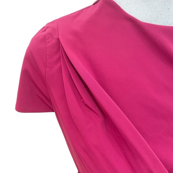 Diane Von Furstenberg fuchsia alba draped short sleeve dress belt ruched size 4 - Picture 7 of 16